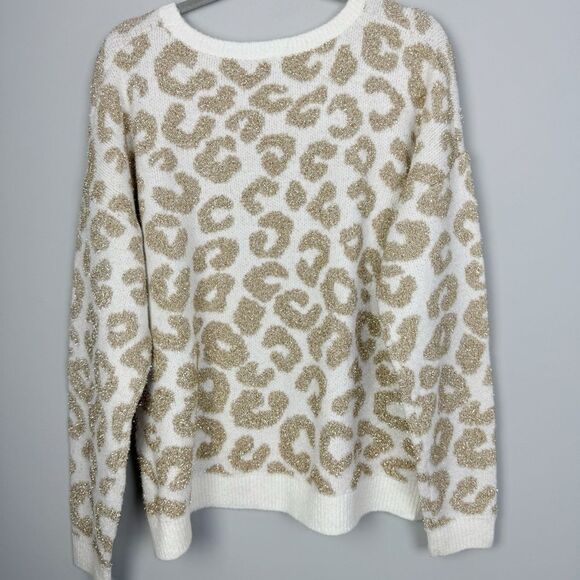 BELLDINI | Animal Print Sweater Metallic Gold Leopard Women’s Size X-Large - Picture 10 of 10